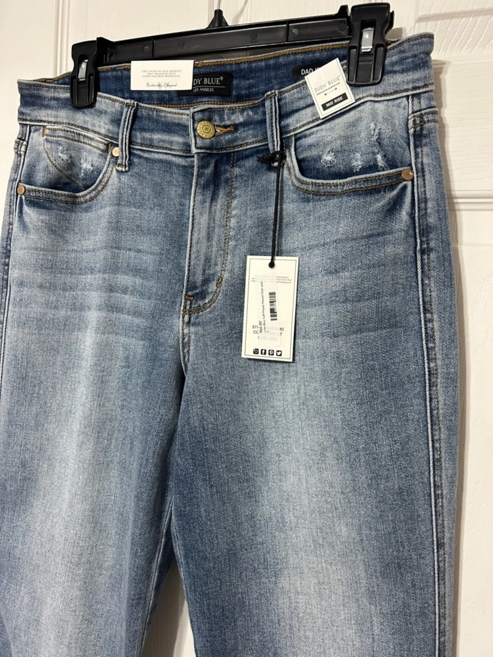Judy Blue Mid Rise Dad Jeans Cell Phone Pocket Style 82540 NWT Women’s Size 9/29 - Picture 6 of 10